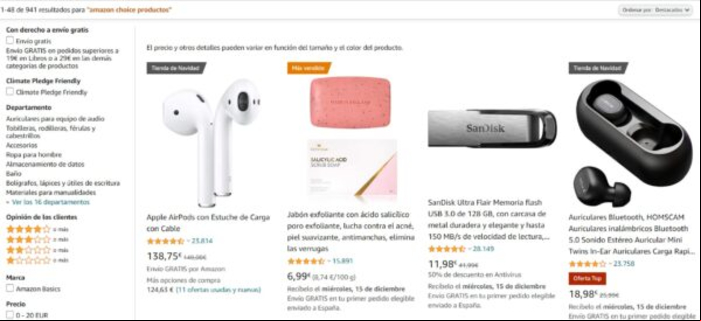 Amazon's Choice: qué es y cómo eligen los productos destacados - Cómo filtrar productos por Amazon´s Choice