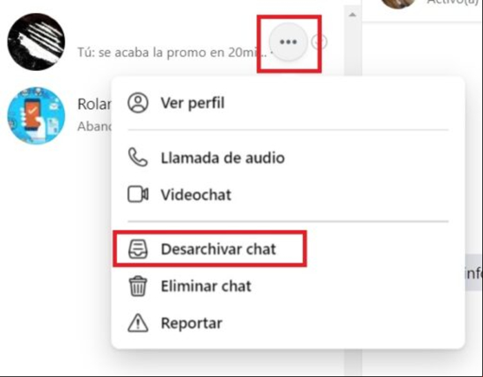 Cómo recuperar conversaciones borradas en Messenger - Buscar en mensajes archivados