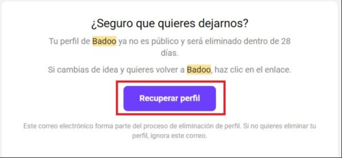 Cómo recuperar una cuenta de Badoo bloqueada - Recuperación de la cuenta antes de 30 días